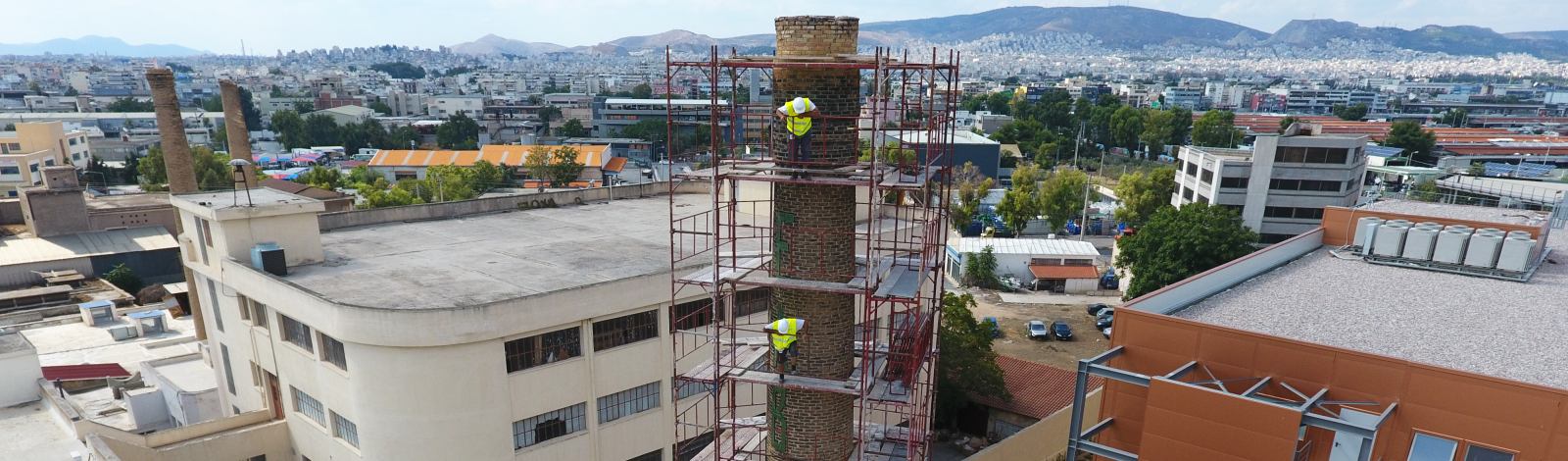 Σκαλωσιά στο έργο Σκαλωσιές σε Διατηρητέα Καμινάδα στο Noe Business Park